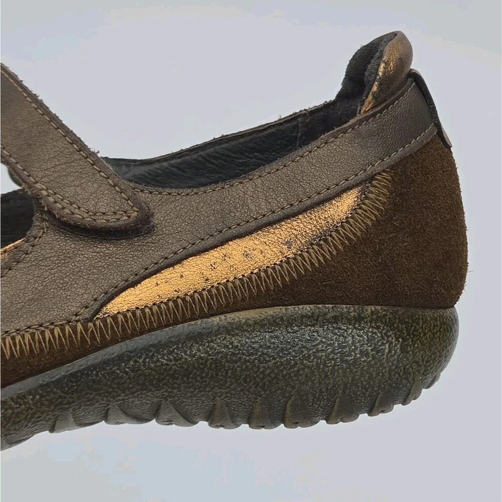 Naot Shoes Women Sz 39 US 8-8.5 Kirei Mary Jane Brown Suede Hook & Loop Comfort
